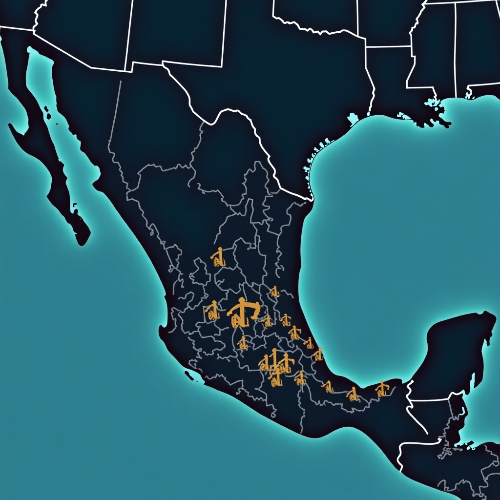 Mapa de las regiones petroleras de México